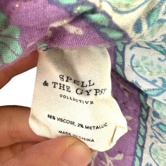 Spell & The Gypsy Flora Boho Mini Dress Purple Border XS - Picture 9 of 10